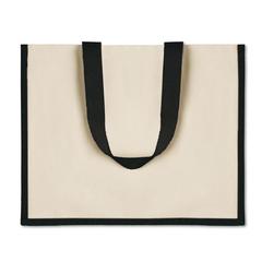 Vue Sac de courses en toile de jute - Campo de fiori de couleur noir| Krokrodeal