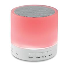 Vue Haut-parleur Rond avec LED - Round white de couleur blanc| Krokrodeal