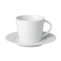 Vue Tasse et soucoupe Cappuccino - Paris de couleur blanc| Krokrodeal