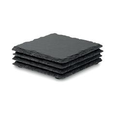 Vue Sous-verres en ardoise - Slate4 de couleur noir| Krokrodeal