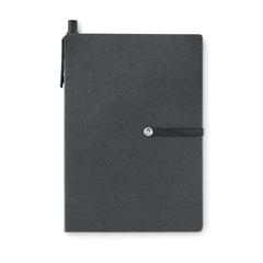 Vue Carnet recyclé ligné et stylo - Reconote de couleur noir| Krokrodeal