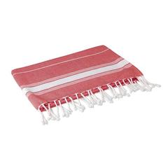 Vue Serviette de plage coton - Malibu de couleur rouge| Krokrodeal