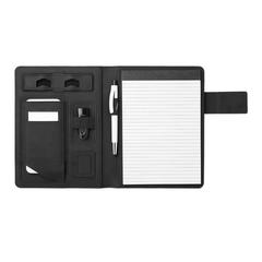 Vue Conférencier A5 et powerbank - Powernoty de couleur noir| Krokrodeal