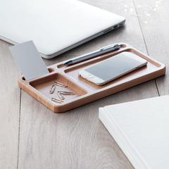 Vue Chargeur sans fil organiseur - Cleandesk de couleur marron| Krokrodeal