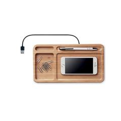 Vue Chargeur sans fil organiseur - Cleandesk de couleur marron| Krokrodeal