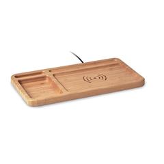 Vue Chargeur sans fil organiseur - Cleandesk de couleur marron| Krokrodeal