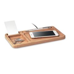 Vue Chargeur sans fil organiseur - Cleandesk de couleur marron| Krokrodeal