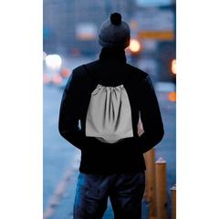 Vue Sac cordelette réfléchissant - Shoop reflective de couleur gris| Krokrodeal