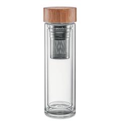 Vue Gourde double paroi verre 400ml - Batumi glass de couleur blanc| Krokrodeal