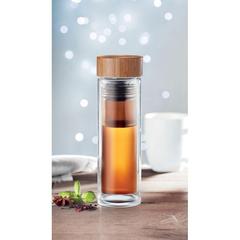 Vue Gourde double paroi verre 400ml - Batumi glass de couleur blanc| Krokrodeal