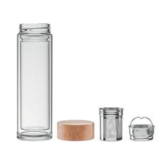 Vue Gourde double paroi verre 400ml - Batumi glass de couleur blanc| Krokrodeal