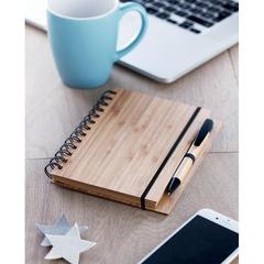 Vue Carnet et stylo en bambou - Bambloc de couleur marron| Krokrodeal