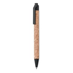 Vue Stylo bille en liège / blé-pail - Montado de couleur noir| Krokrodeal