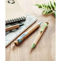 Vue Stylo bambou/paille blé et ABS - Toyama de couleur bleu| Krokrodeal