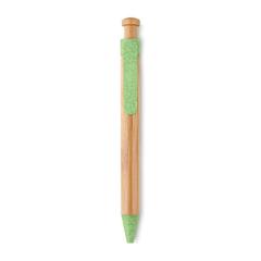 Vue Stylo bambou/paille blé et ABS - Toyama de couleur vert| Krokrodeal
