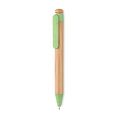 Vue Stylo bambou/paille blé et ABS - Toyama de couleur vert| Krokrodeal