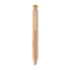 Vue Stylo bambou/paille blé et ABS - Toyama de couleur orange| Krokrodeal