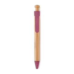 Vue Stylo bambou/paille blé et ABS - Toyama de couleur rouge| Krokrodeal