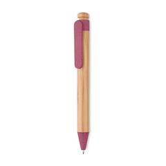 Vue Stylo bambou/paille blé et ABS - Toyama de couleur rouge| Krokrodeal