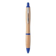 Vue Stylo bille en ABS et bambou. - Rio bamboo de couleur bleu| Krokrodeal