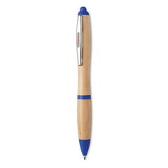 Vue Stylo bille en ABS et bambou. - Rio bamboo de couleur bleu| Krokrodeal
