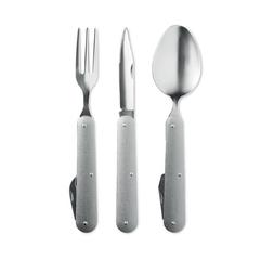 Vue Couverts de camping - 3 service de couleur gris| Krokrodeal