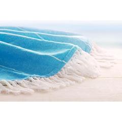 Vue Serviette de plage ronde - Round malibu de couleur bleu| Krokrodeal