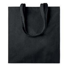 Vue Sac shopping coton 140gr/m² - Portobello de couleur noir| Krokrodeal