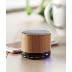 Vue Haut-parleur sans fil bambou - Round bamboo de couleur noir| Krokrodeal