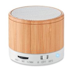 Vue Haut-parleur sans fil bambou - Round bamboo de couleur blanc| Krokrodeal