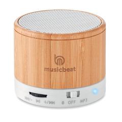 Vue Haut-parleur sans fil bambou - Round bamboo de couleur blanc| Krokrodeal