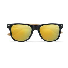 Vue Lunettes de soleil en bambou. - California touch de couleur jaune| Krokrodeal