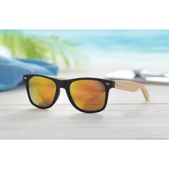 Vue Lunettes de soleil en bambou. - California touch de couleur jaune| Krokrodeal