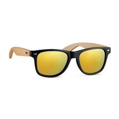 Vue Lunettes de soleil en bambou. - California touch de couleur jaune| Krokrodeal