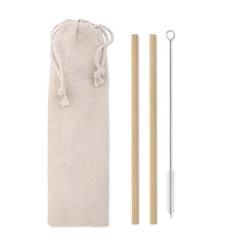 Paille bambou avec brosse. - Natural straw publicitaire pas cher