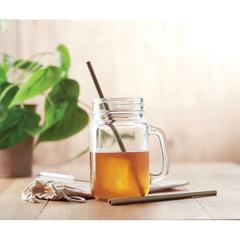 Vue Paille bambou avec brosse. - Natural straw de couleur marron| Krokrodeal