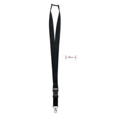 Vue Lanyard crochet métal 25mm - Wide lany de couleur noir| Krokrodeal
