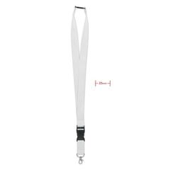 Vue Lanyard crochet métal 25mm - Wide lany de couleur blanc| Krokrodeal
