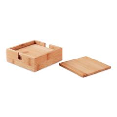 Vue 4 dessous de verre en bambou - Mendi de couleur marron| Krokrodeal