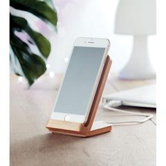Vue Chargeur sans fil en bambou - Wirestand de couleur marron| Krokrodeal