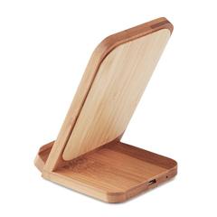 Vue Chargeur sans fil en bambou - Wirestand de couleur marron| Krokrodeal