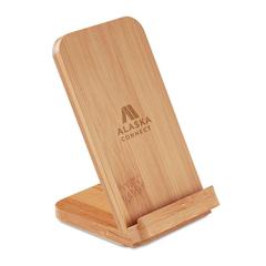 Vue Chargeur sans fil en bambou - Wirestand de couleur marron| Krokrodeal