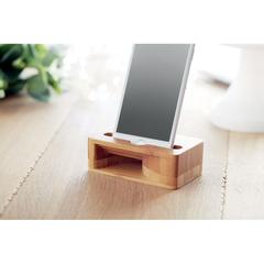 Vue Support de téléphone en bambou - Caracol de couleur marron| Krokrodeal