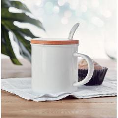 Vue Mug porcelaine avec cuillère - Kenya de couleur blanc| Krokrodeal