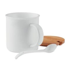 Vue Mug porcelaine avec cuillère - Kenya de couleur blanc| Krokrodeal