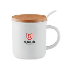 Vue Mug porcelaine avec cuillère - Kenya de couleur blanc| Krokrodeal