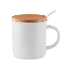 Vue Mug porcelaine avec cuillère - Kenya de couleur blanc| Krokrodeal