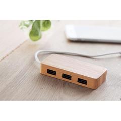 Vue Hub USB 3 ports Bambou - Vina de couleur marron| Krokrodeal