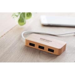 Vue Hub USB 3 ports Bambou - Vina de couleur marron| Krokrodeal