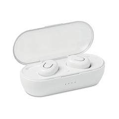 Vue Ecouteurs avec chargeur - Twins de couleur blanc| Krokrodeal